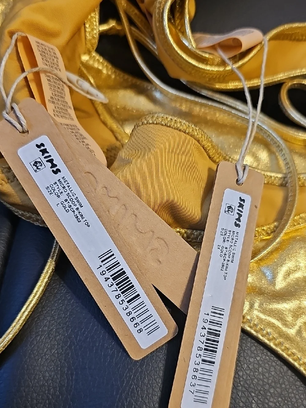 Skims Metallic Swim Micro Scoop Bikini Top BT-SCP-2802 Gols Size Large, 2X